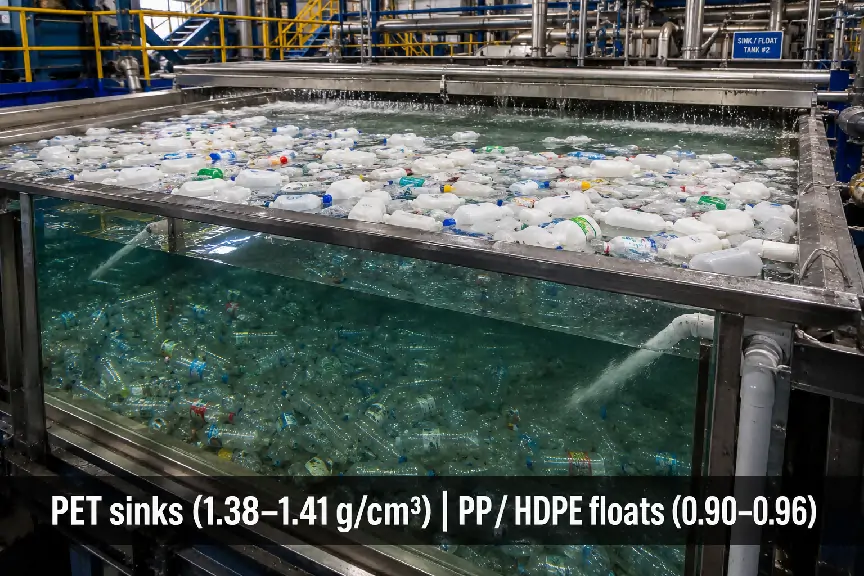 Density Separation for PET and Polyolefins