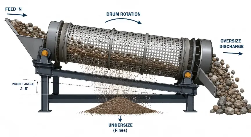 Trommel Screen Working principle